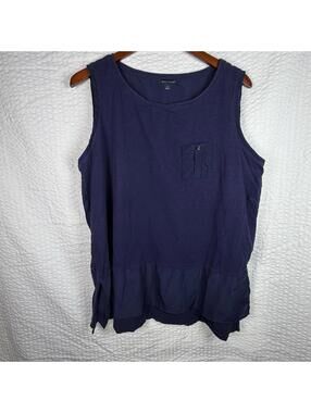 Tommy Hilfiger Sleeveless Blouse Women's Navy Blue Tank Shirt Pocket 1X Plus